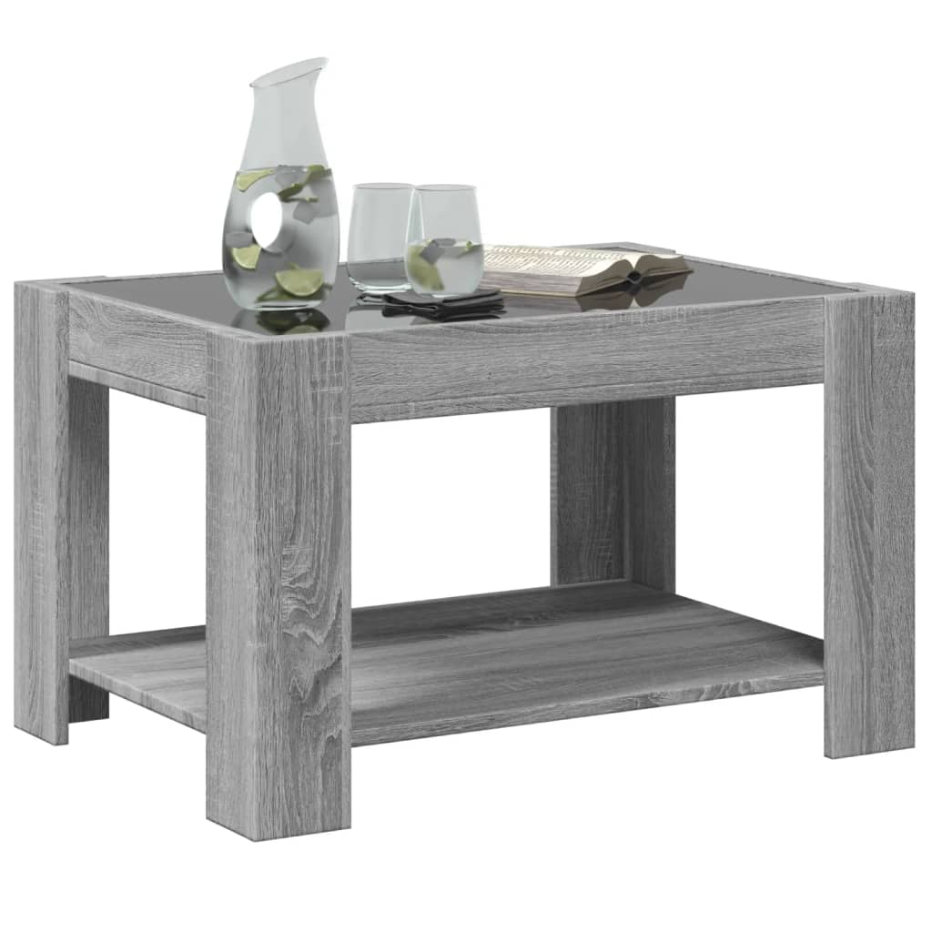 Table basse LED grise Sonoma 73x53x45 cm en bois