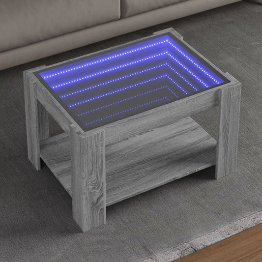 Table basse LED grise Sonoma 73x53x45 cm en bois