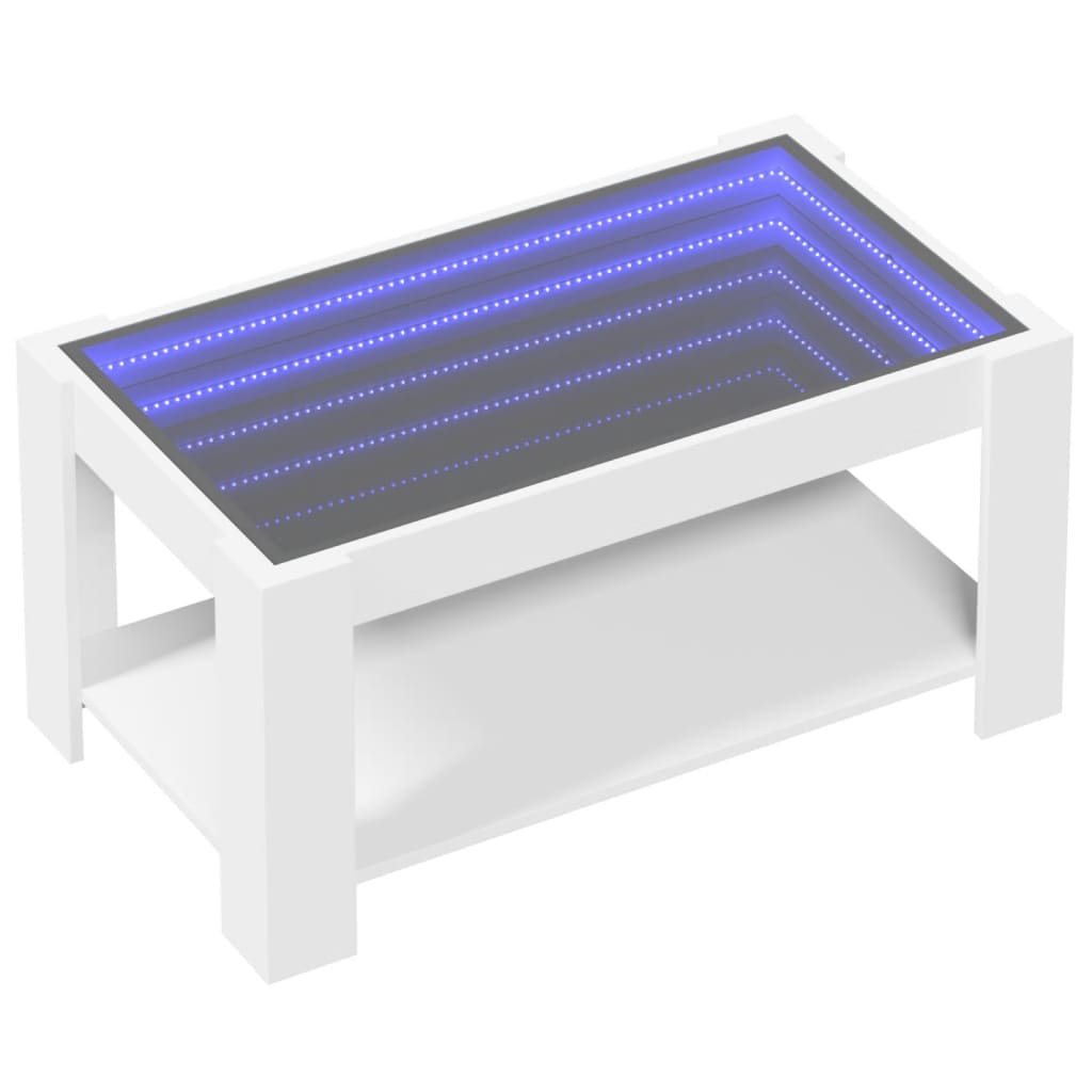 Table basse LED blanche 93x53x45 cm en bois