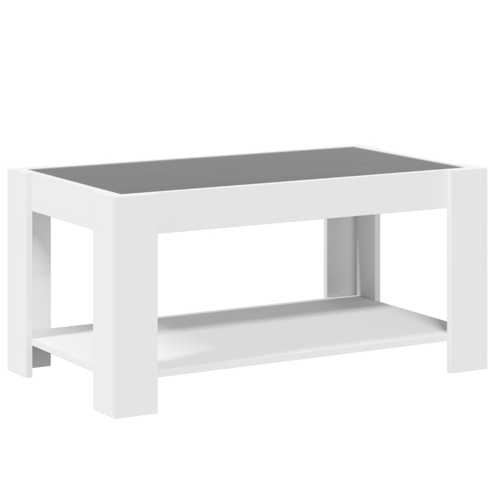 Table basse LED blanche 93x53x45 cm en bois