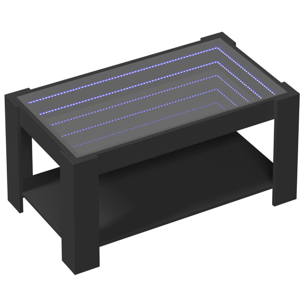 Table basse LED noire 93x53x45 cm en bois