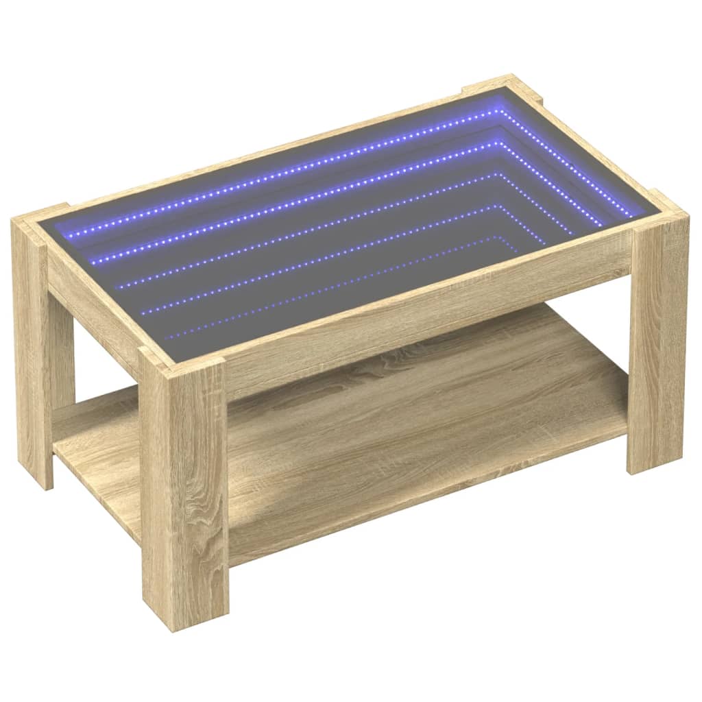 Table basse LED chêne Sonoma 93x53x45 cm en bois