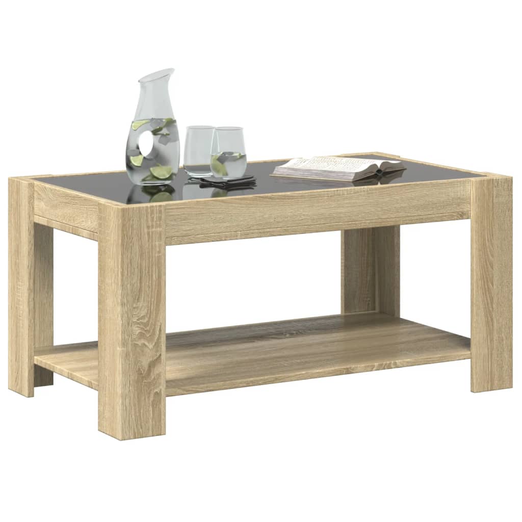 Table basse LED chêne Sonoma 93x53x45 cm en bois