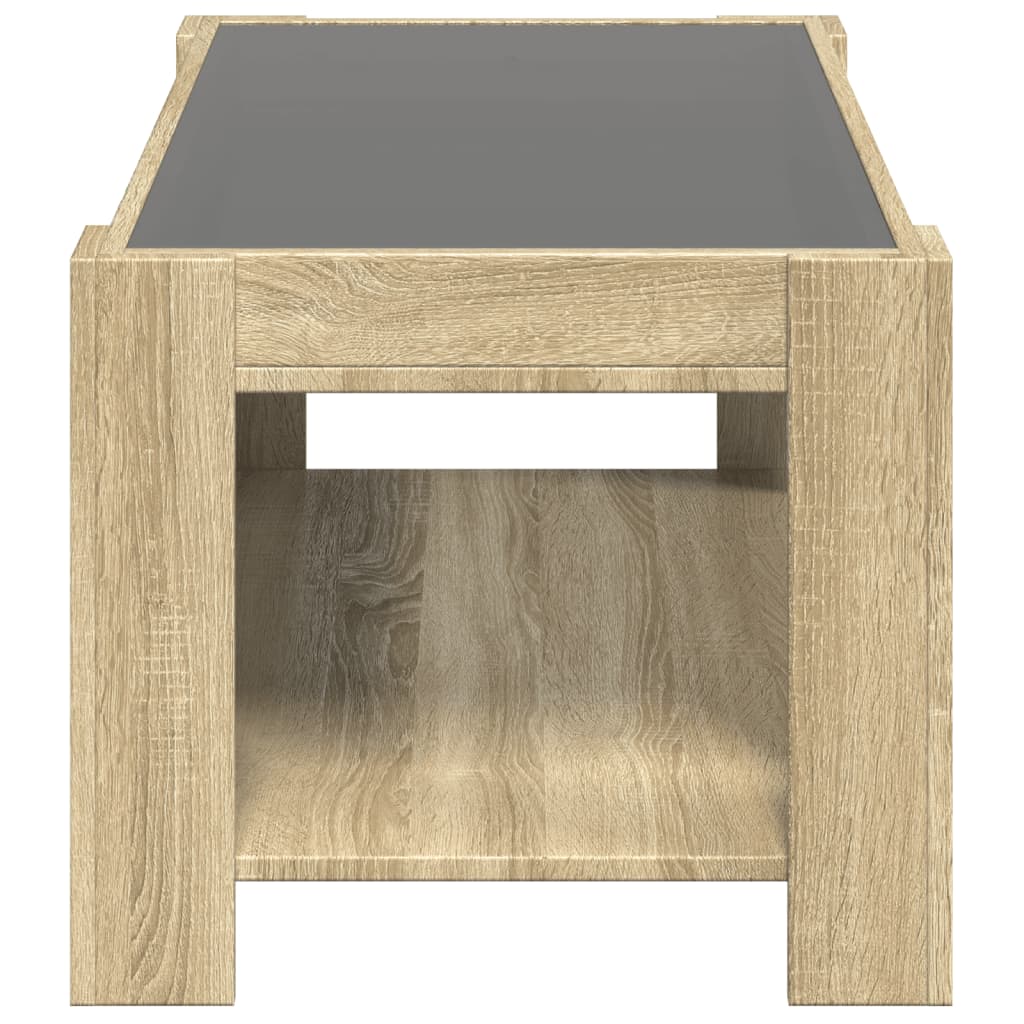 Table basse LED chêne Sonoma 93x53x45 cm en bois