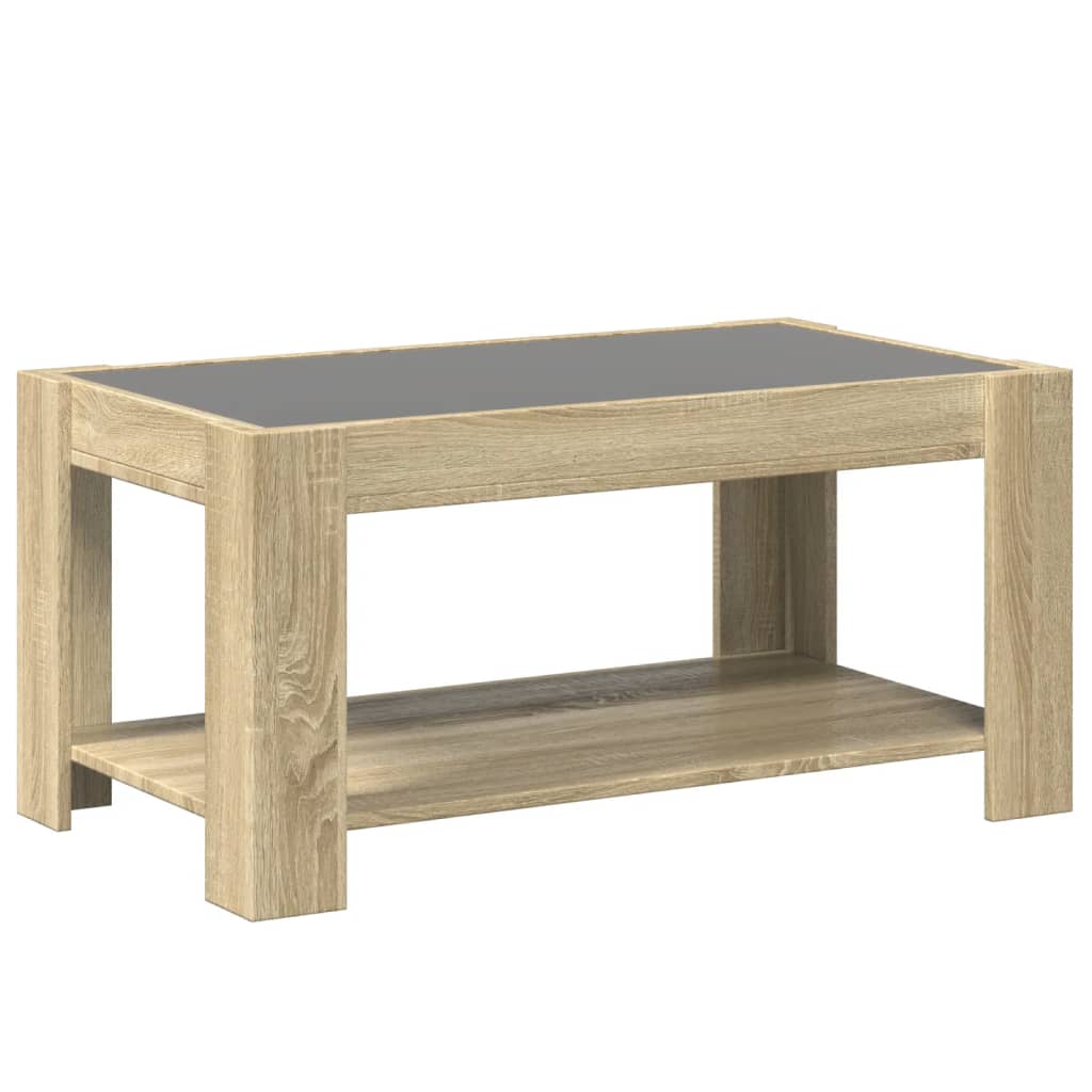 Table basse LED chêne Sonoma 93x53x45 cm en bois