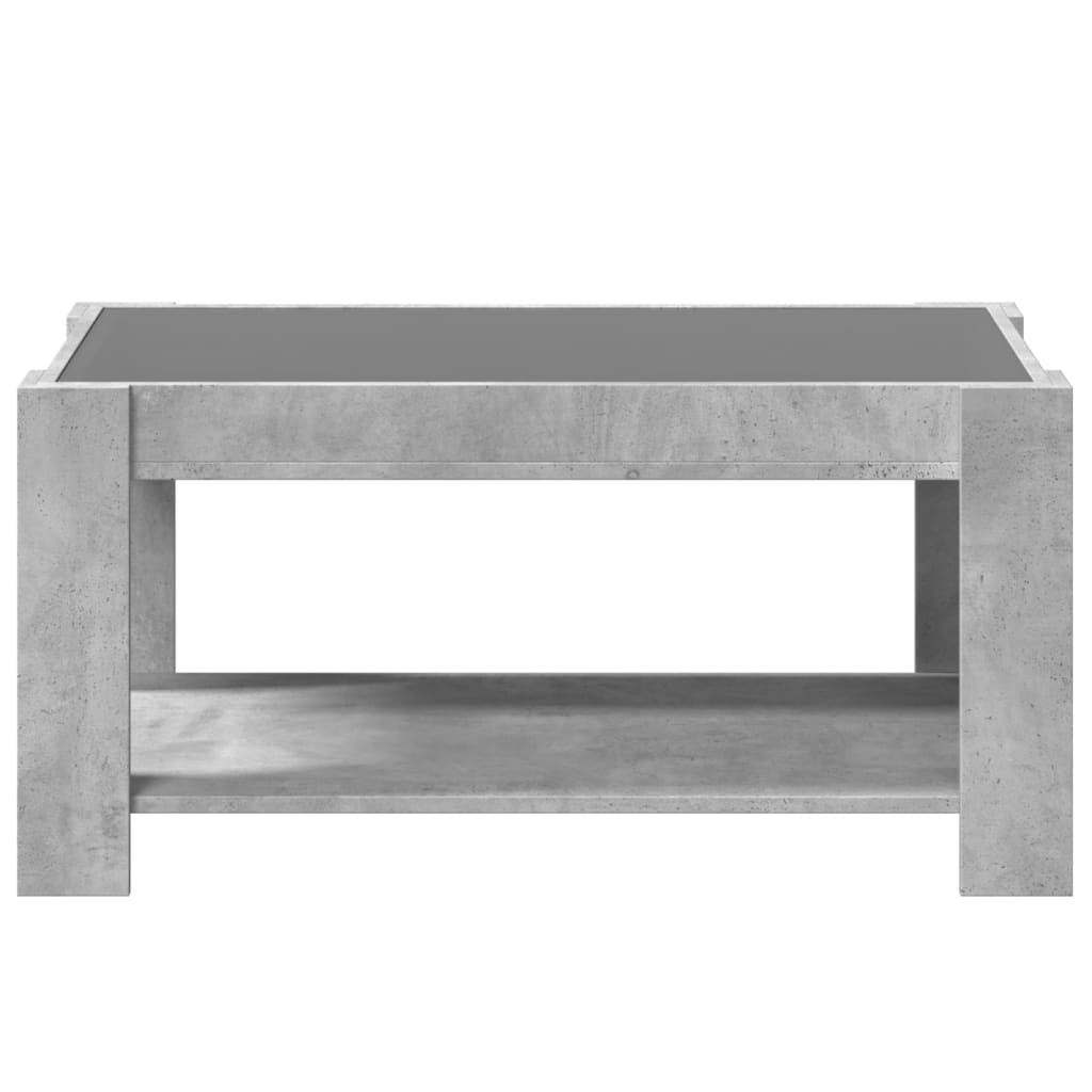 Table basse LED gris béton 93x53x45 cm en bois