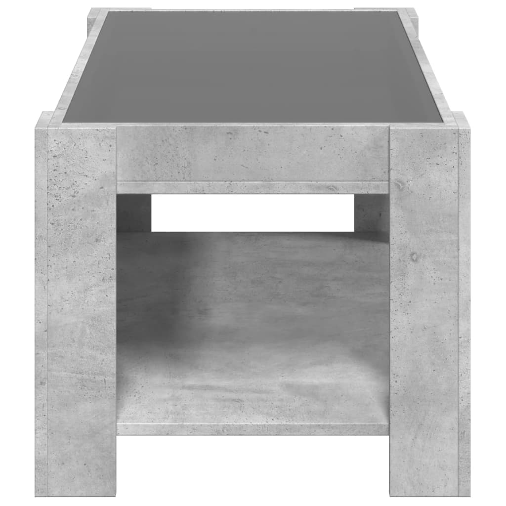 Table basse LED gris béton 93x53x45 cm en bois