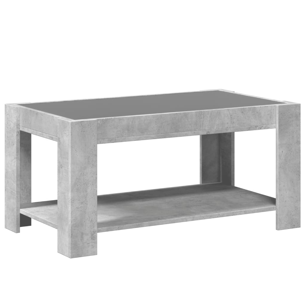 Table basse LED gris béton 93x53x45 cm en bois