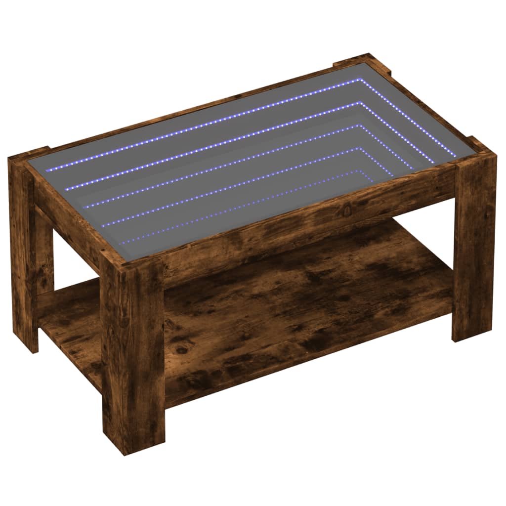 Table basse LED chêne fumé 93x53x45 cm matériau bois