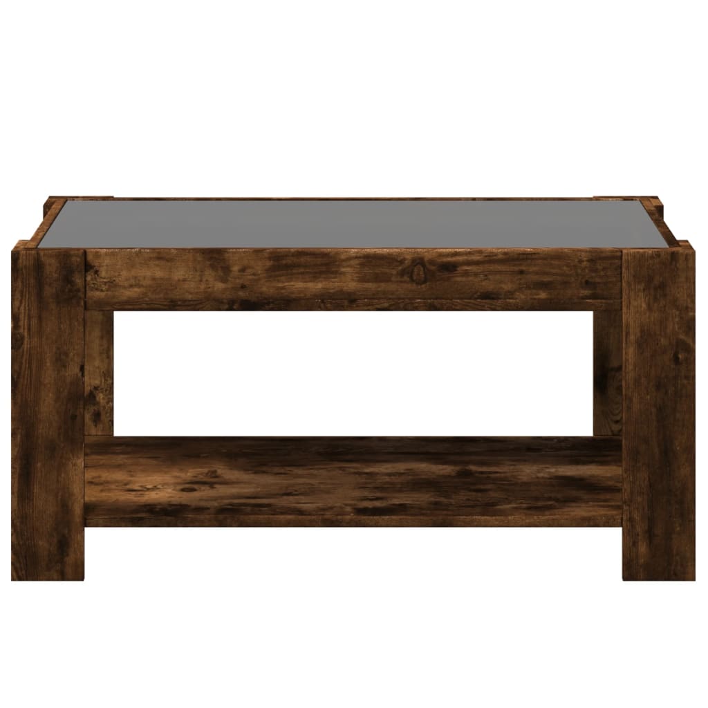 Table basse LED chêne fumé 93x53x45 cm matériau bois