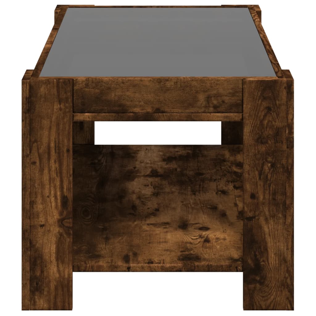 Table basse LED chêne fumé 93x53x45 cm matériau bois