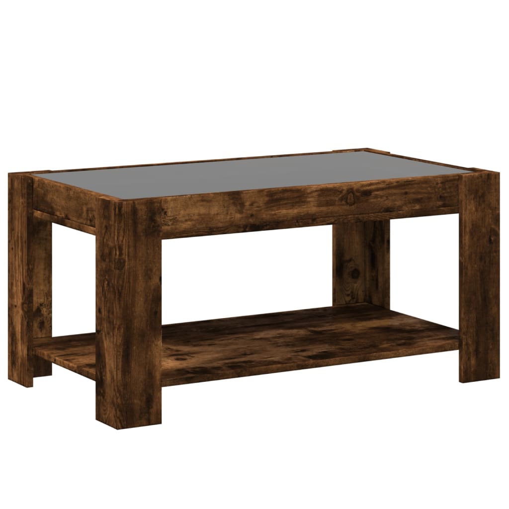 Table basse LED chêne fumé 93x53x45 cm matériau bois