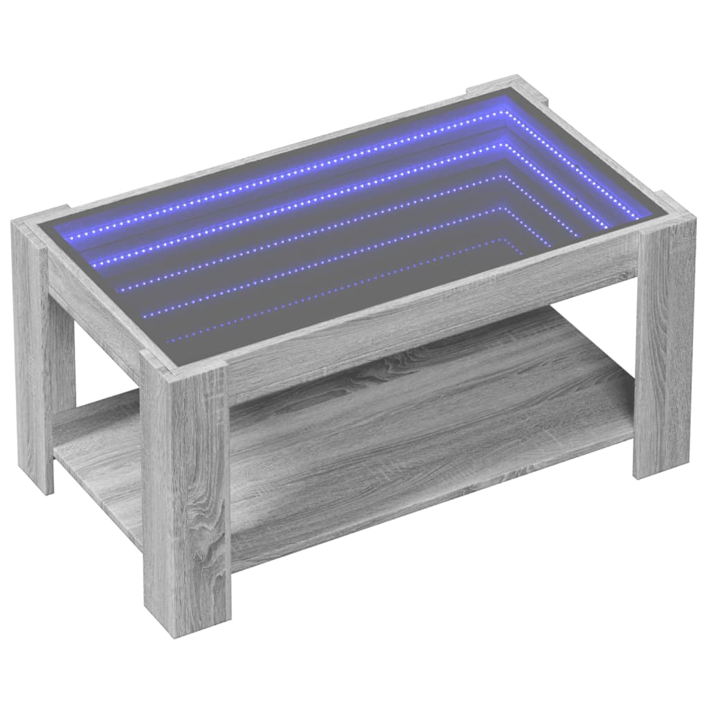 LED-Couchtisch Grau Sonoma 93x53x45 cm Holzwerkstoff