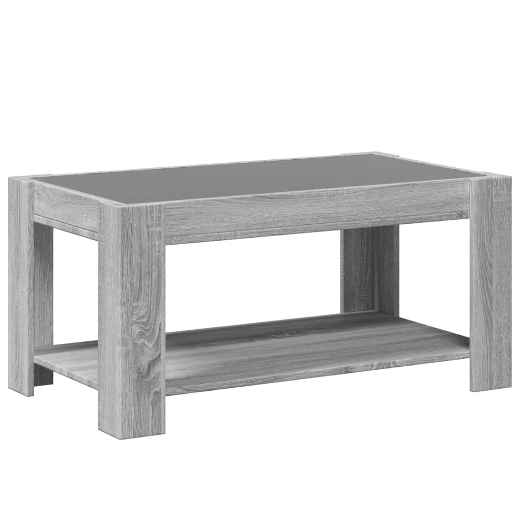 Table basse LED grise Sonoma 93x53x45 cm en bois