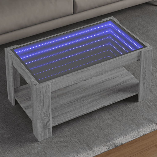 Table basse LED grise Sonoma 93x53x45 cm en bois