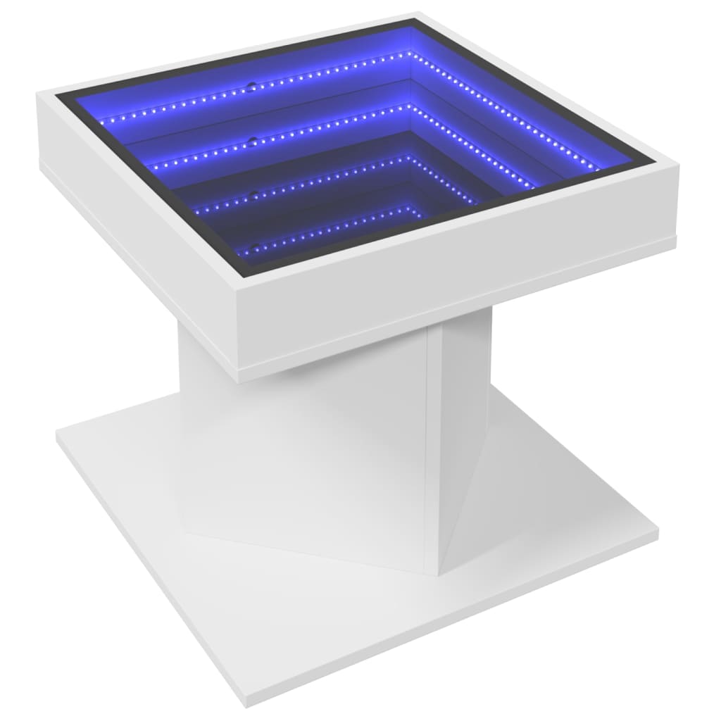 Table basse LED blanche 50x50x45 cm en bois