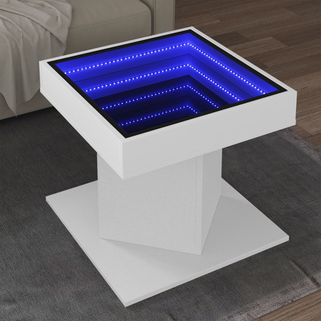 LED-Couchtisch Weiß 50x50x45 cm Holzwerkstoff