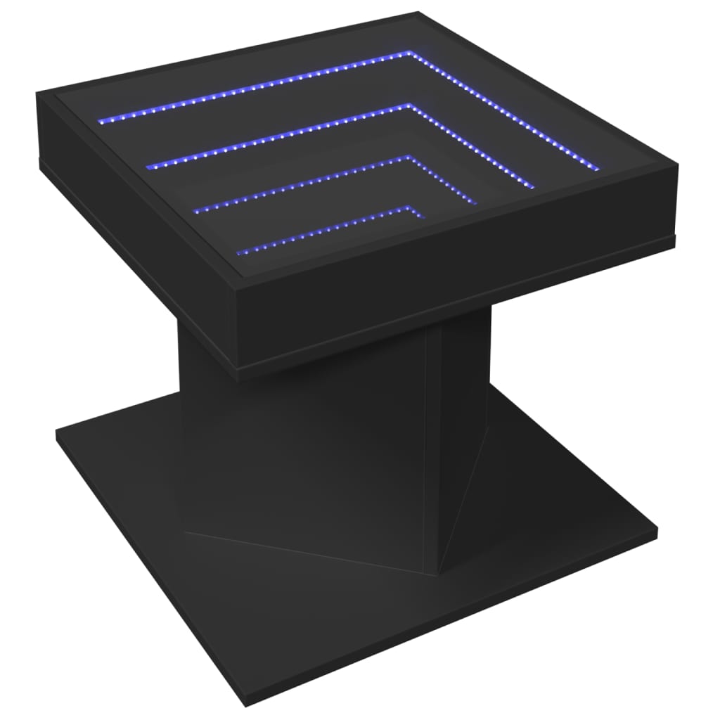 Table basse LED noire 50x50x45 cm en bois