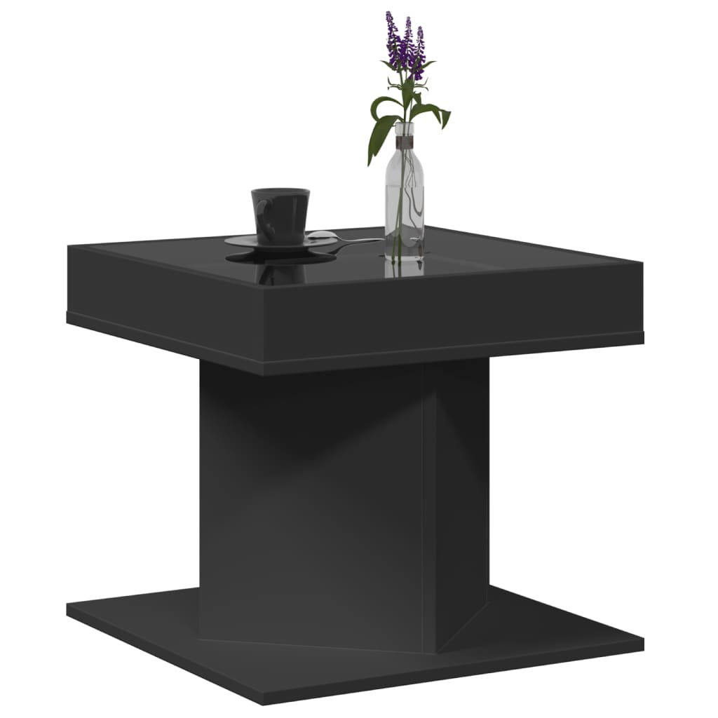 Table basse LED noire 50x50x45 cm en bois