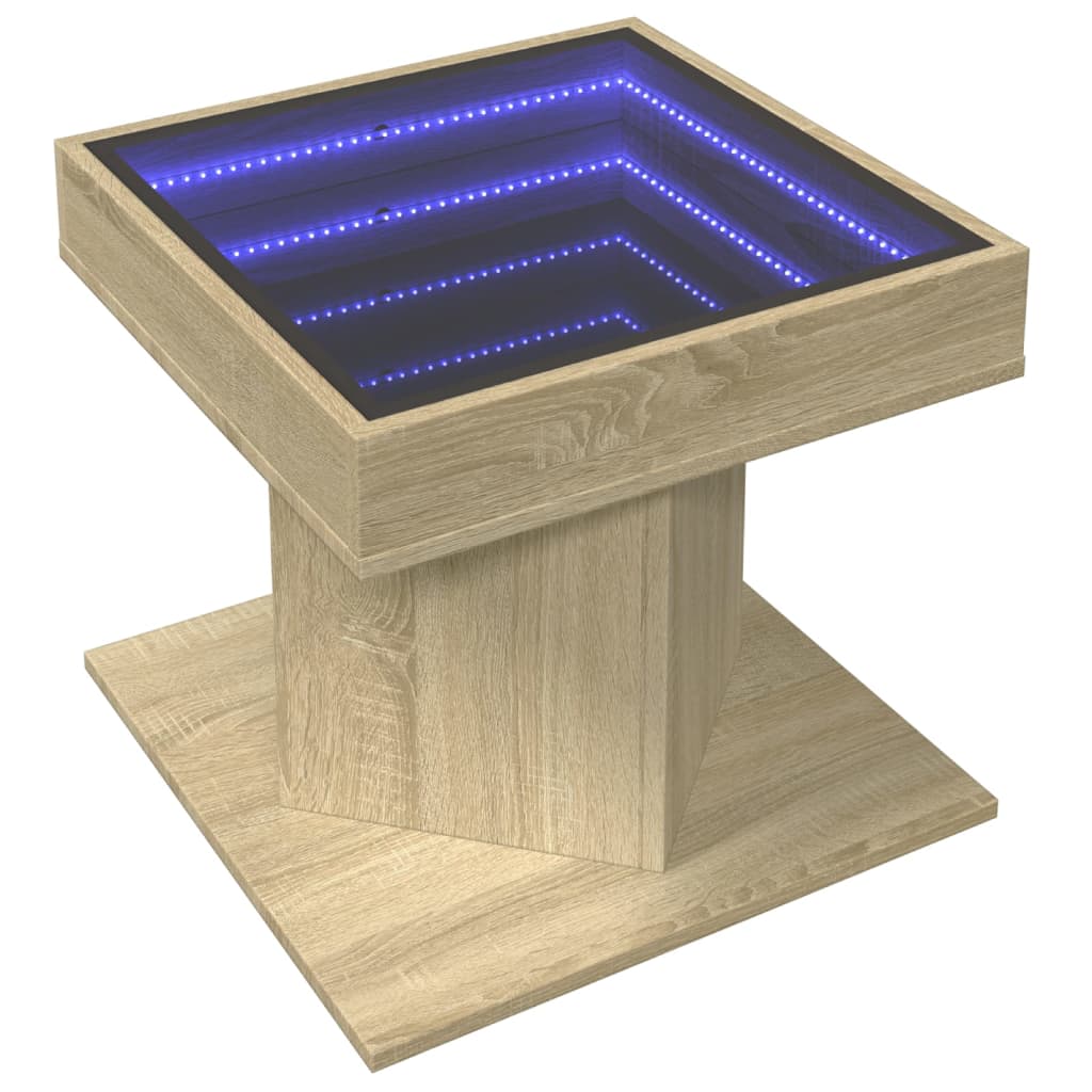 Table basse LED Chêne Sonoma 50x50x45 cm en bois