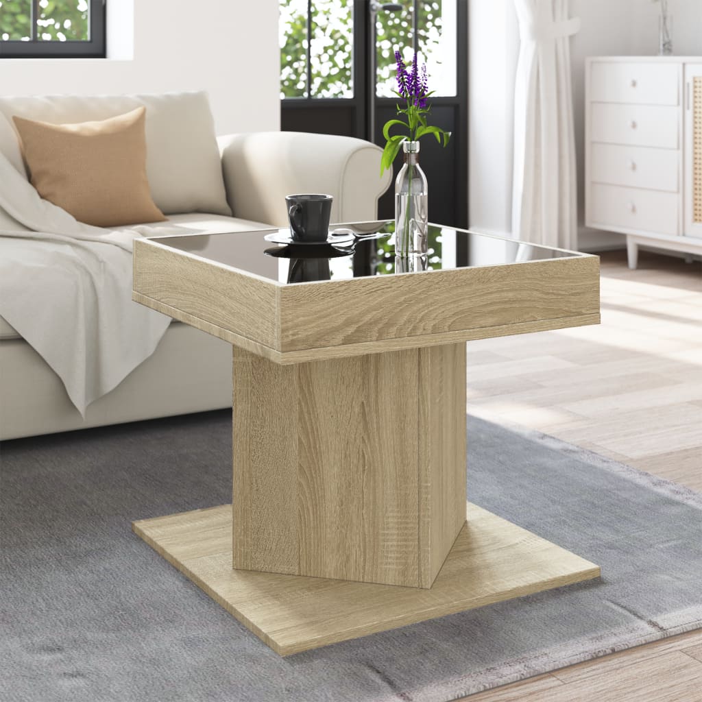 Table basse LED Chêne Sonoma 50x50x45 cm en bois