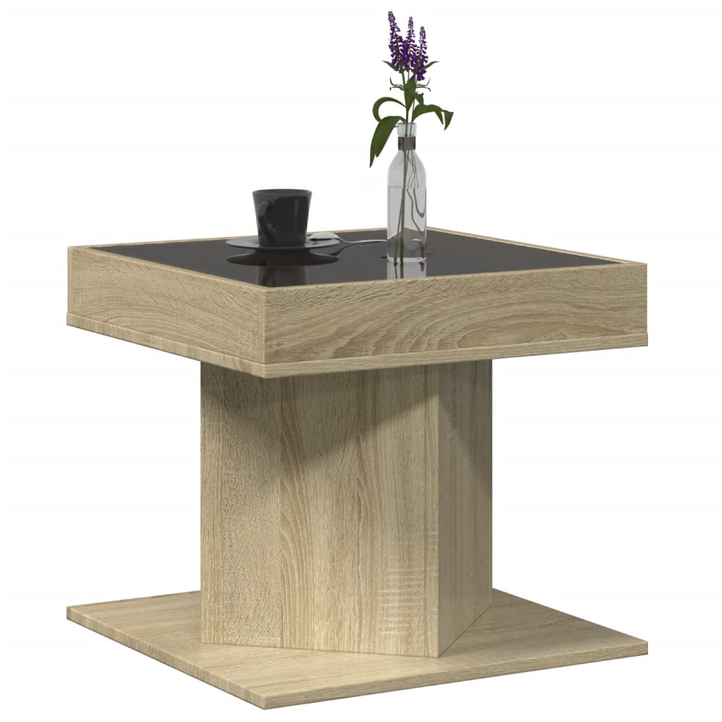 Table basse LED Chêne Sonoma 50x50x45 cm en bois