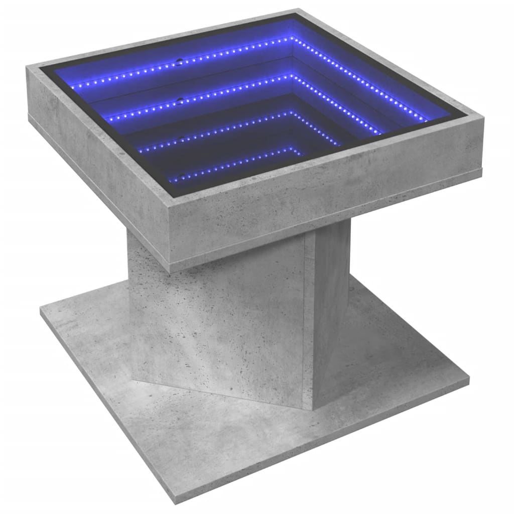 Table basse LED gris béton 50x50x45 cm en bois