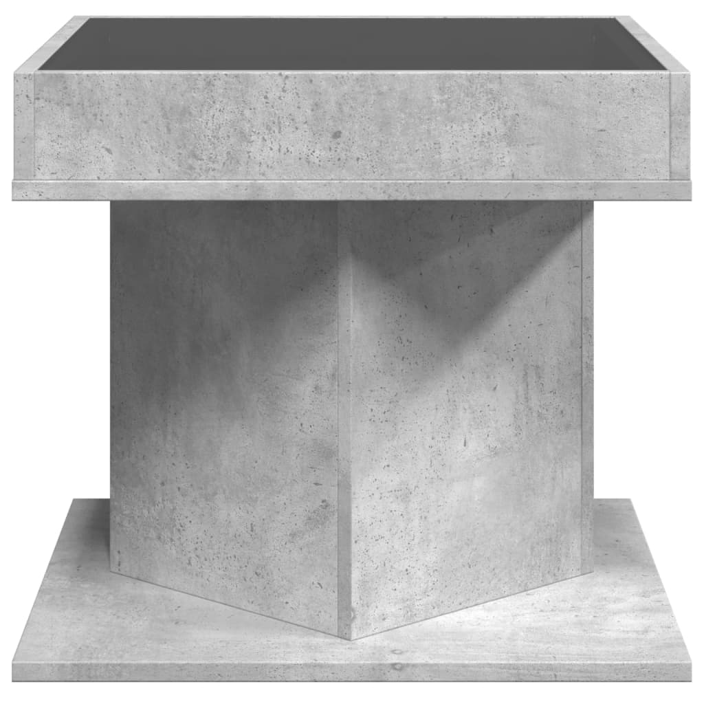 Table basse LED gris béton 50x50x45 cm en bois