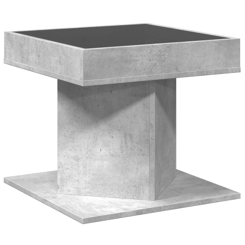 Table basse LED gris béton 50x50x45 cm en bois