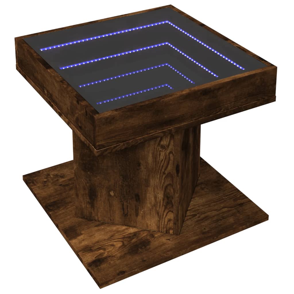 Table basse LED chêne fumé 50x50x45 cm matériau bois