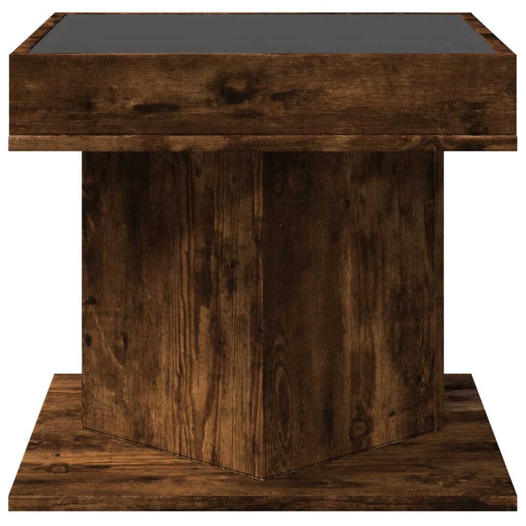 Table basse LED chêne fumé 50x50x45 cm matériau bois