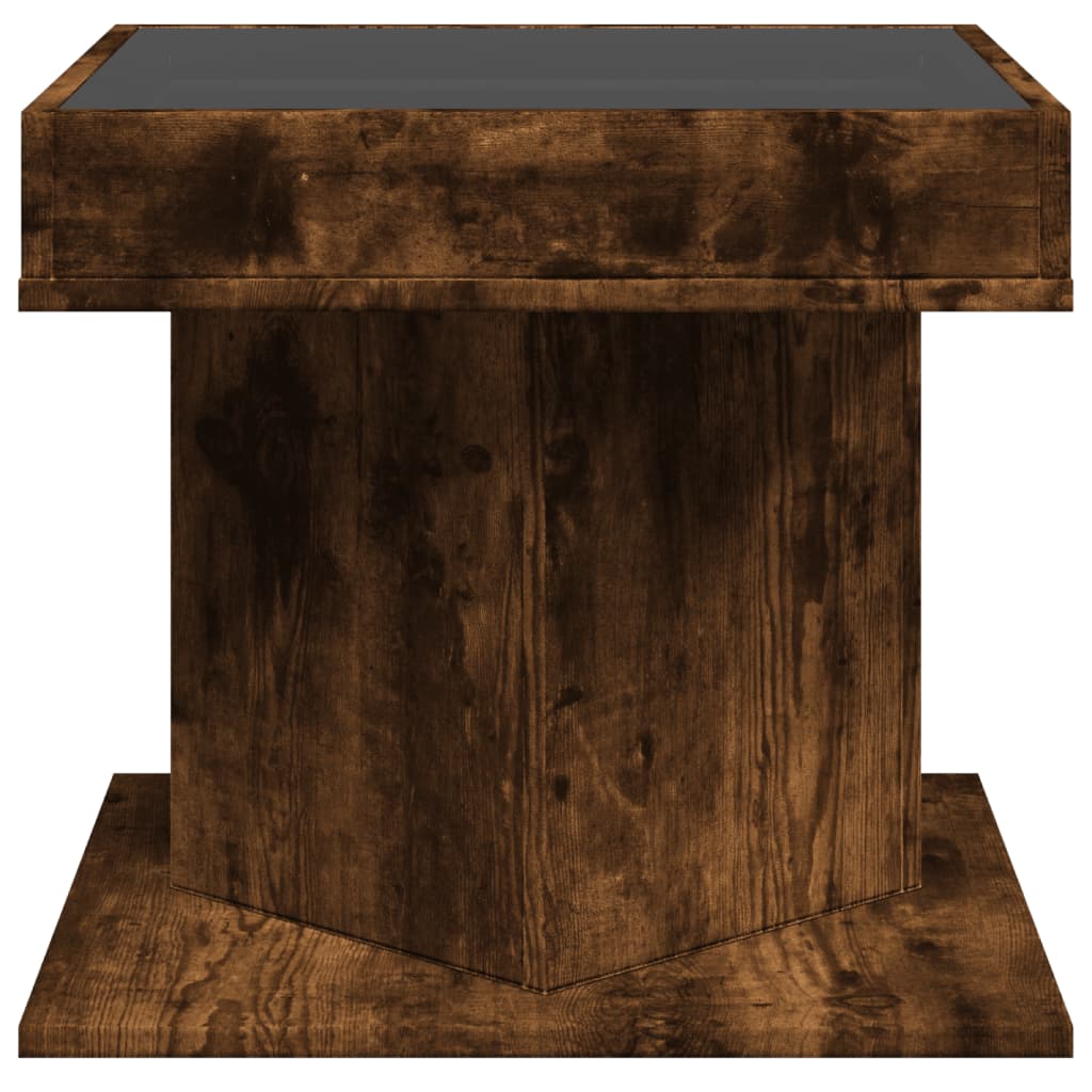 Table basse LED chêne fumé 50x50x45 cm matériau bois