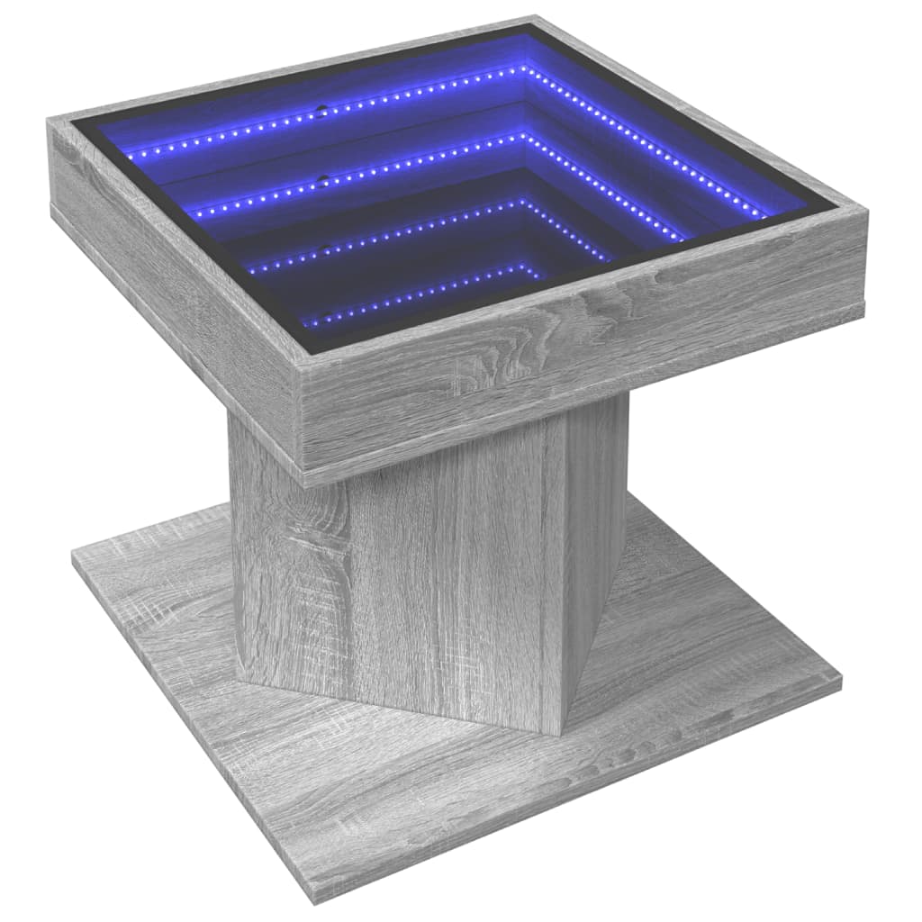 Table basse LED grise Sonoma 50x50x45 cm en bois