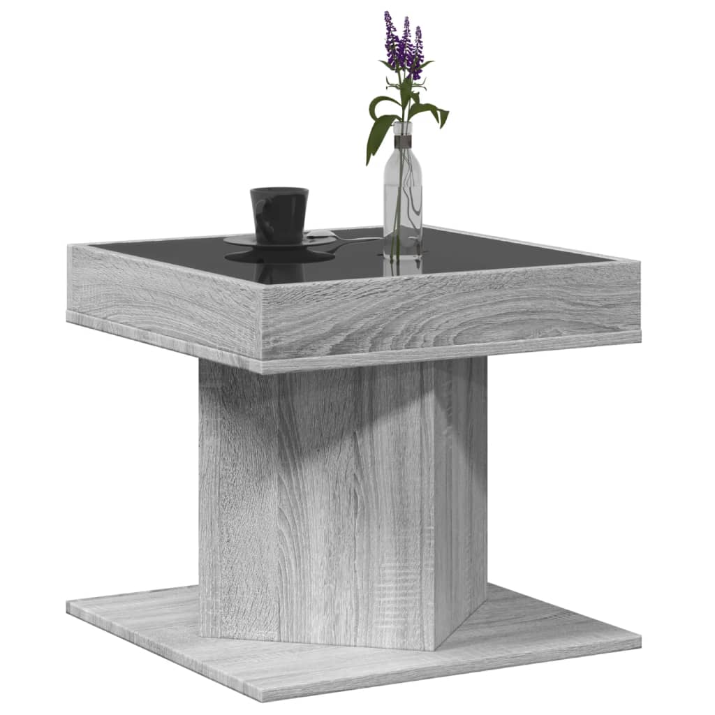 Table basse LED grise Sonoma 50x50x45 cm en bois