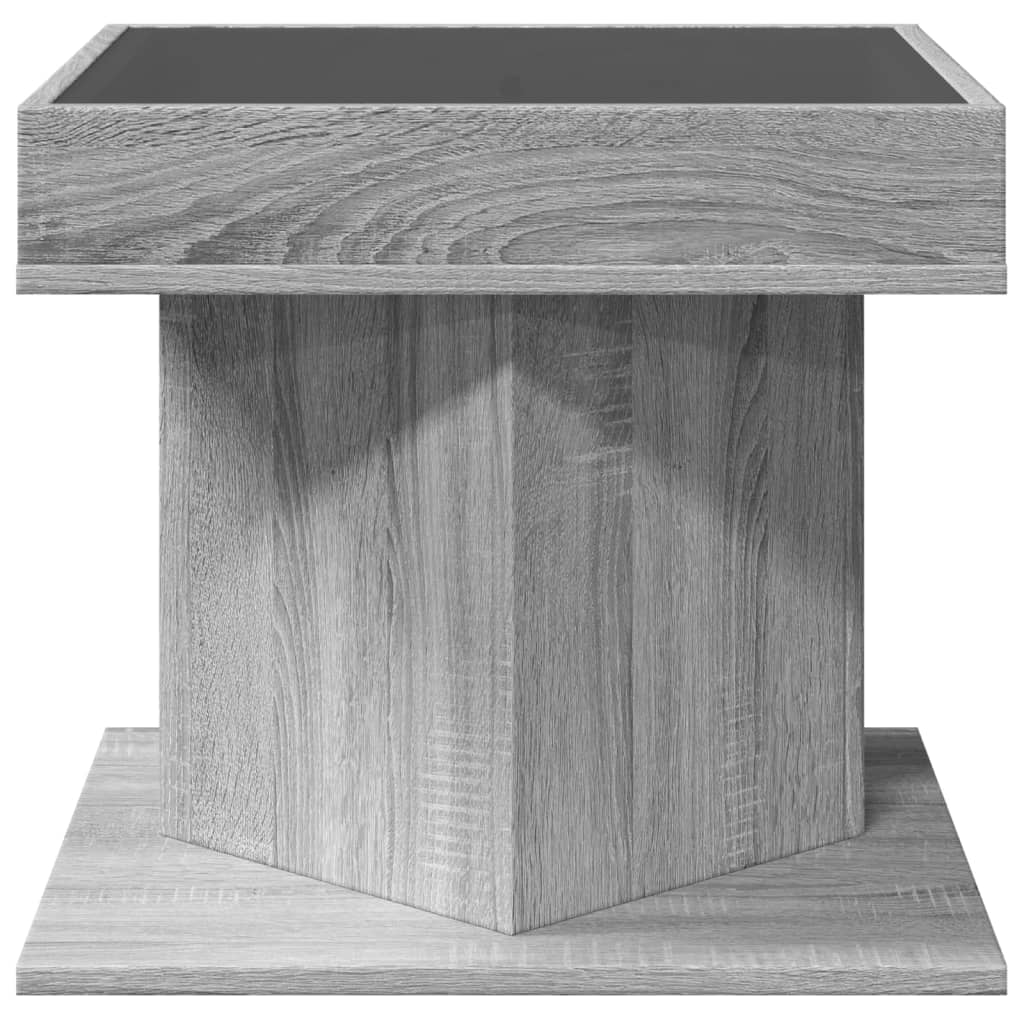 Table basse LED grise Sonoma 50x50x45 cm en bois