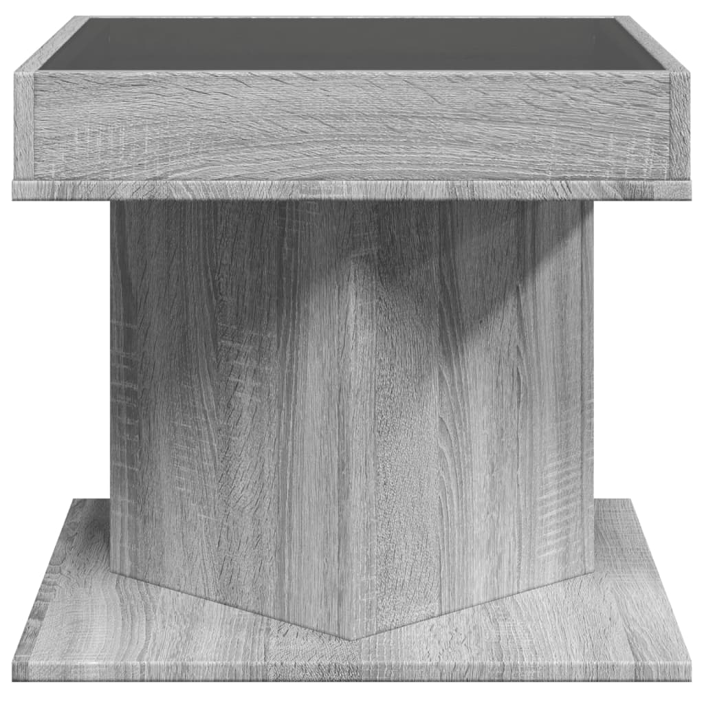 Table basse LED grise Sonoma 50x50x45 cm en bois