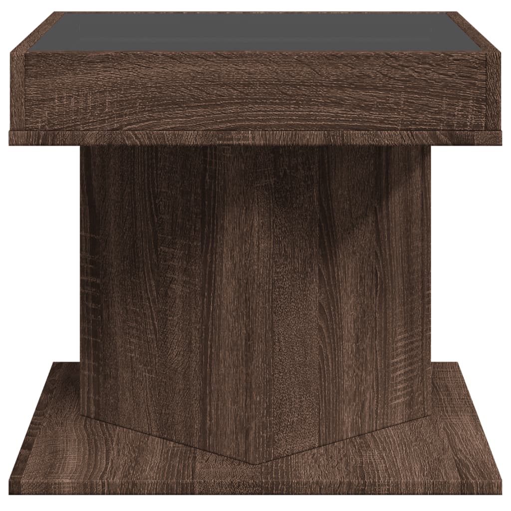 Table basse LED aspect chêne marron 50x50x45 cm matériau bois