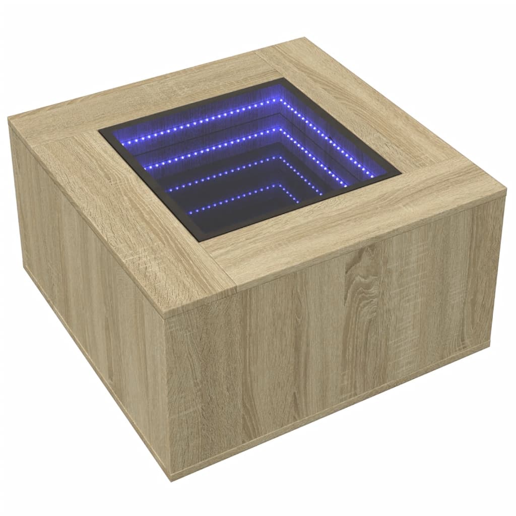 Table basse LED chêne Sonoma 60x60x40 cm matériau bois