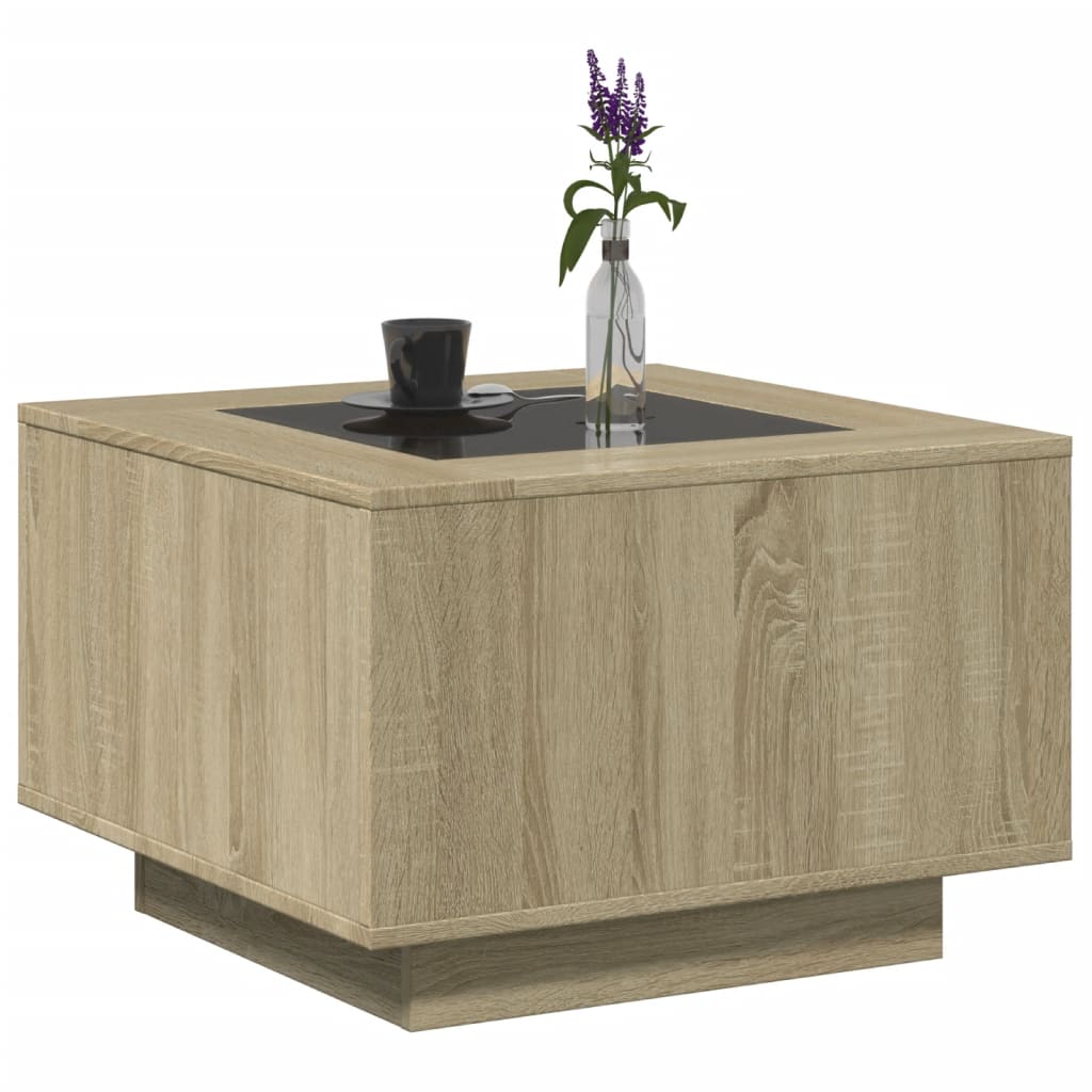 Table basse LED chêne Sonoma 60x60x40 cm matériau bois