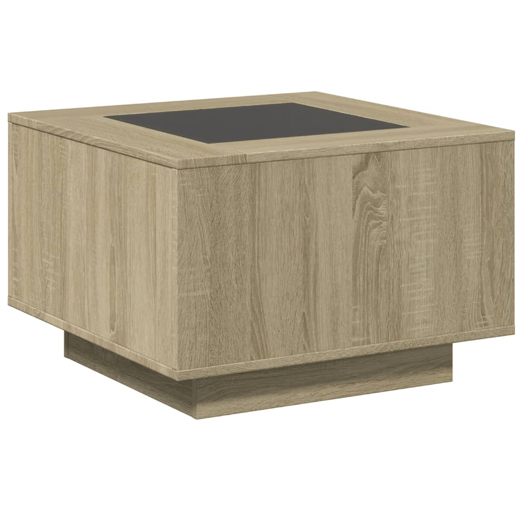 Table basse LED chêne Sonoma 60x60x40 cm matériau bois