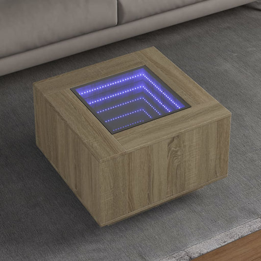 Table basse LED chêne Sonoma 60x60x40 cm matériau bois