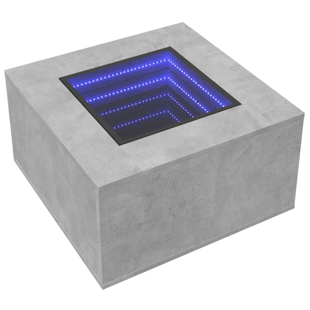 Table basse LED gris béton 60x60x40 cm en bois