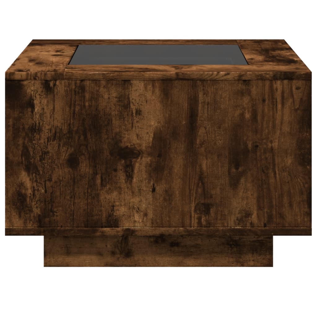 Table basse LED chêne fumé 60x60x40 cm matériau bois