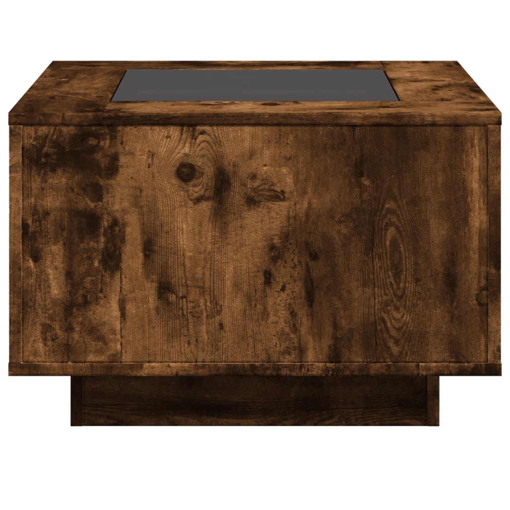 Table basse LED chêne fumé 60x60x40 cm matériau bois