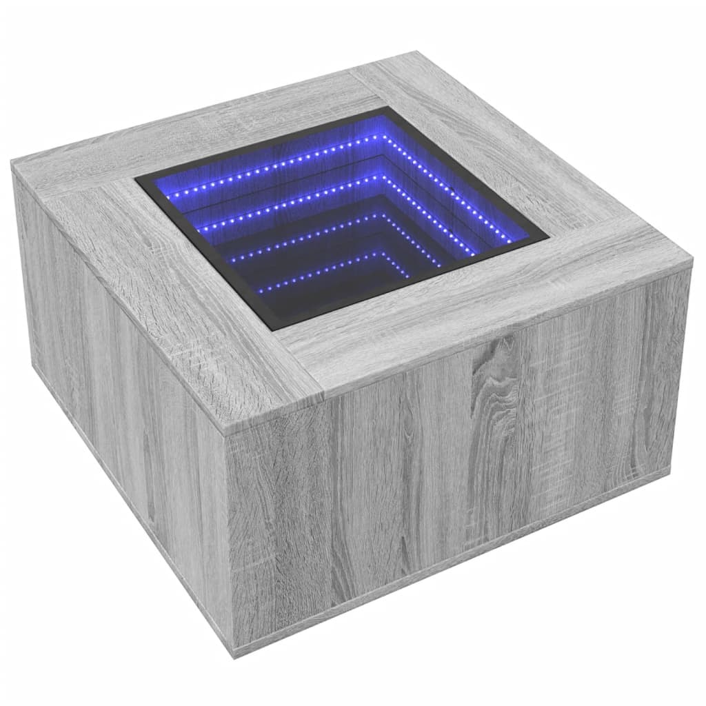 Table basse LED grise Sonoma 60x60x40 cm en bois