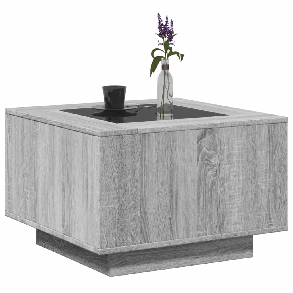 Table basse LED grise Sonoma 60x60x40 cm en bois