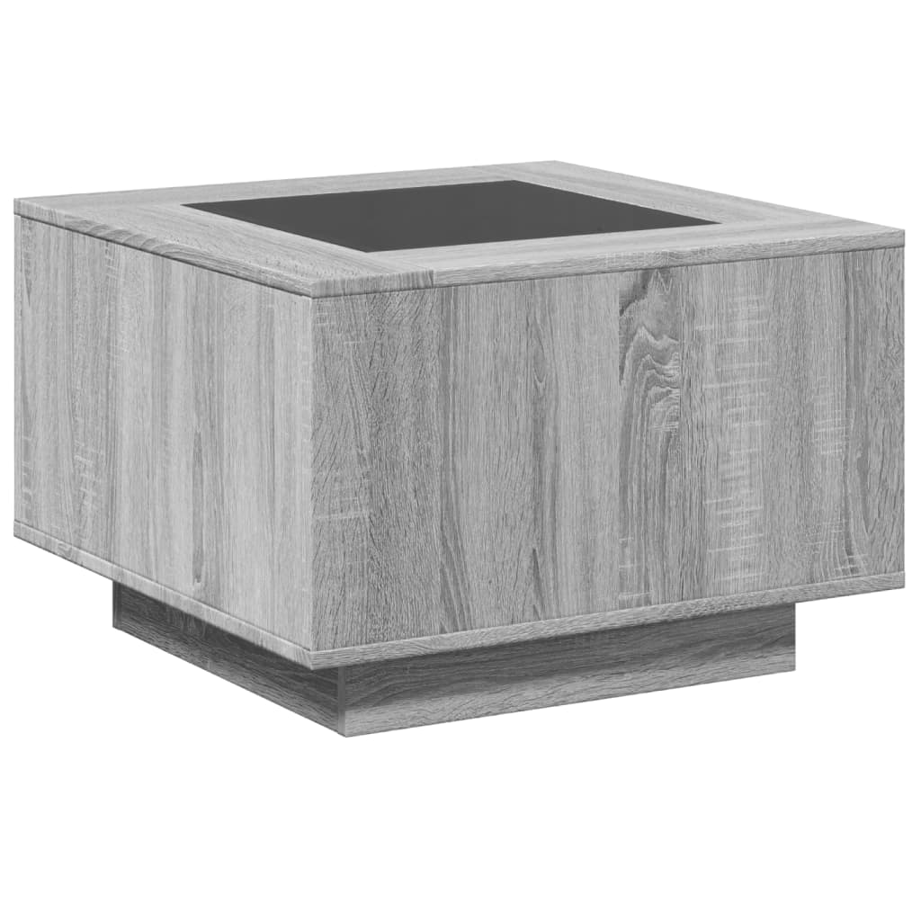 Table basse LED grise Sonoma 60x60x40 cm en bois