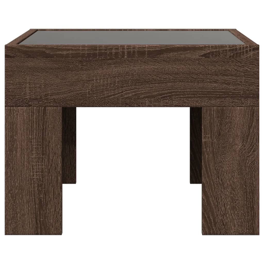 Table basse avec Infinity LED aspect chêne marron 40x40x30 cm
