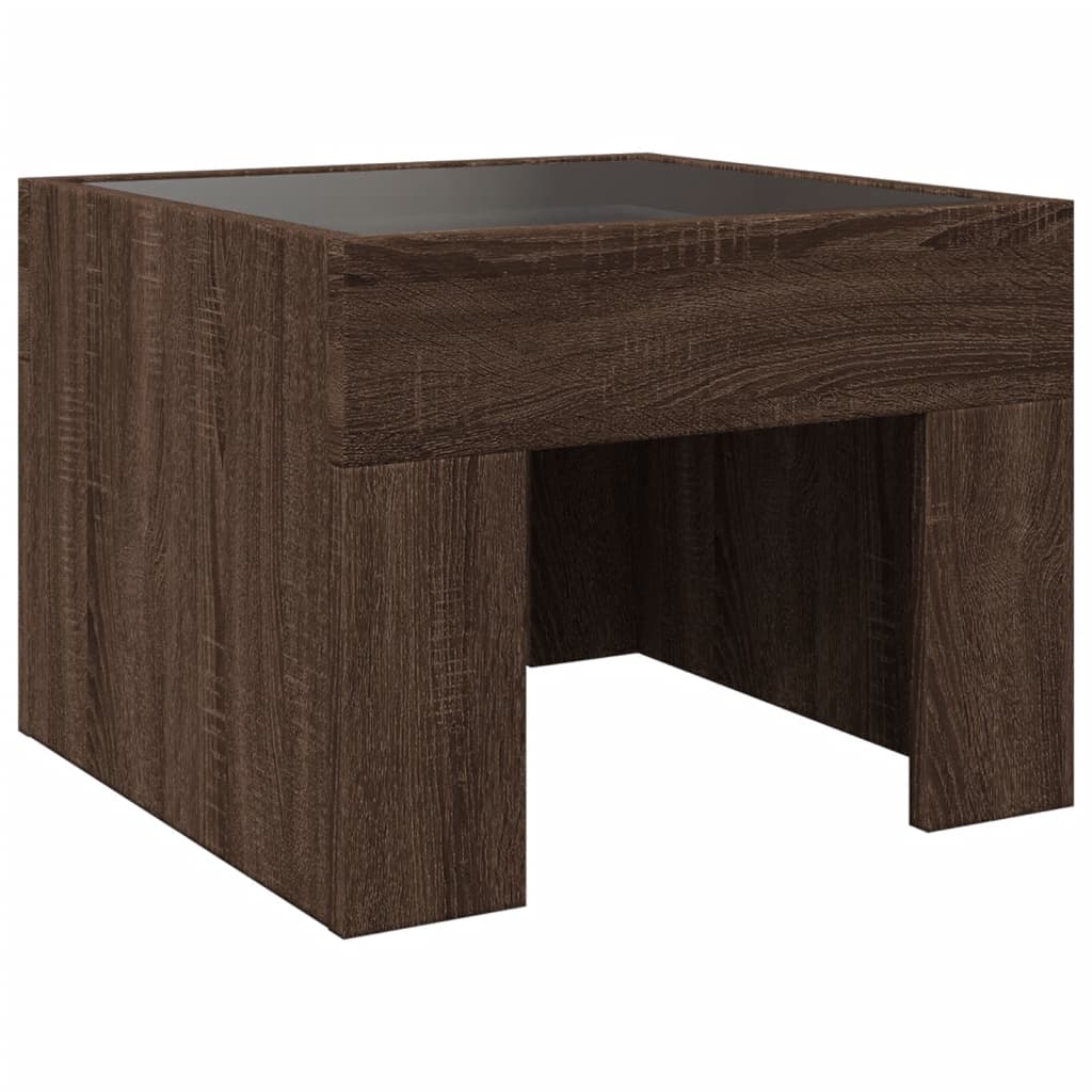 Table basse avec Infinity LED aspect chêne marron 40x40x30 cm