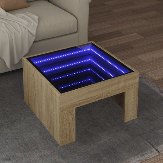 Coffee table with Infinity LED Sonoma oak 50x50x30 cm